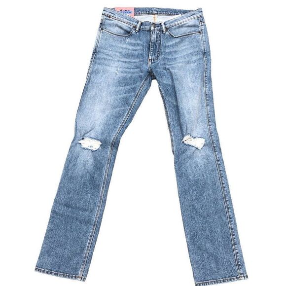 Acne Studios Jeans Size 31 Max Mid Ripped DESIGNER DENIM Acne Jeans Blue - Picture 9 of 13